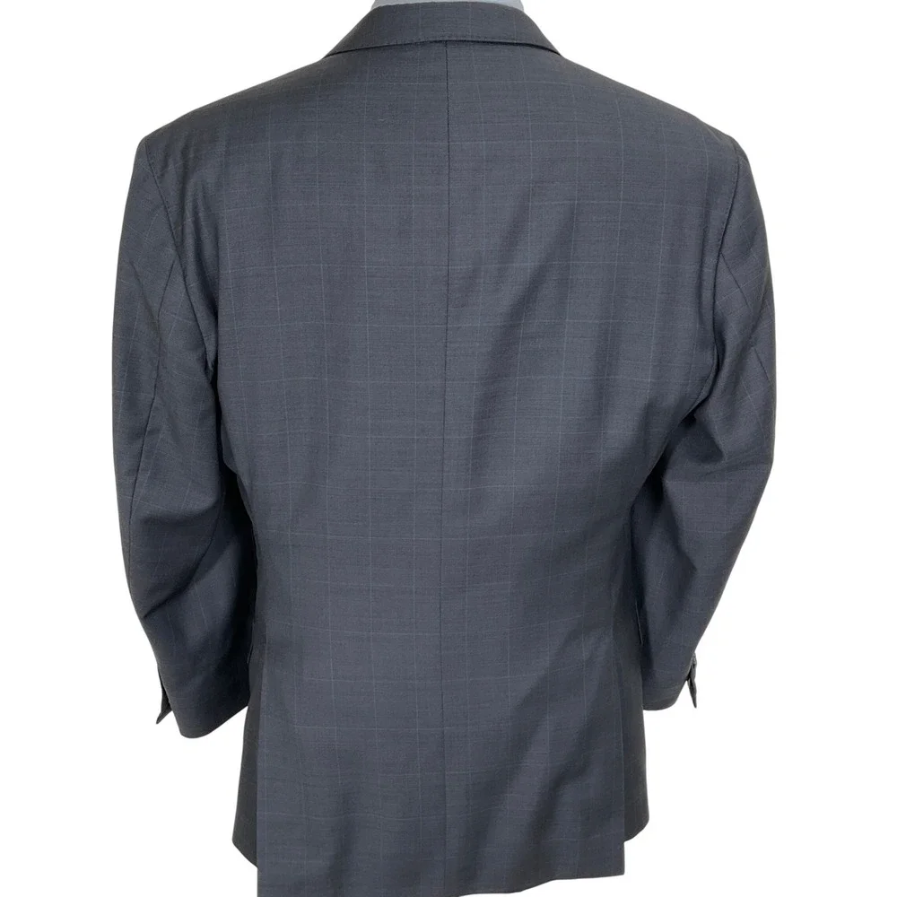 Peter Millar Paul Simon Jacket Men Gray Blue Plaid‎ 2 Button Blazer Canada